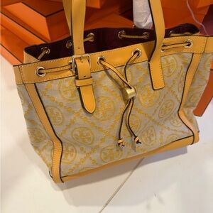 Tory Burch Yellow and Cream Tote Bag